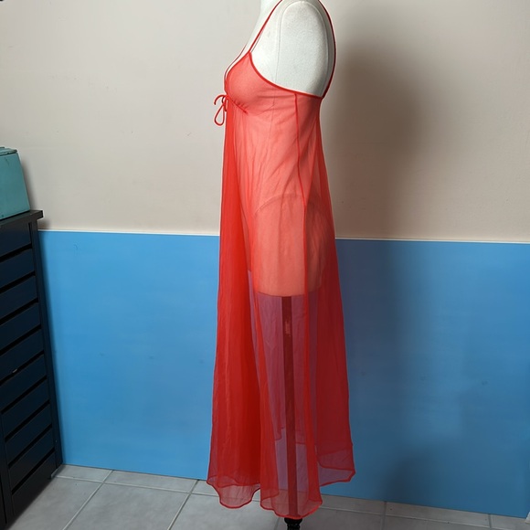 Vintage Scarlet Sheer Chemise - Picture 6 of 15